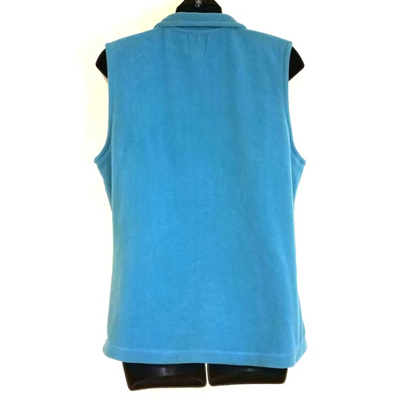 Bass full Zip Blue Polar Fleece Winter Vest Size L - Picture 4 of 8